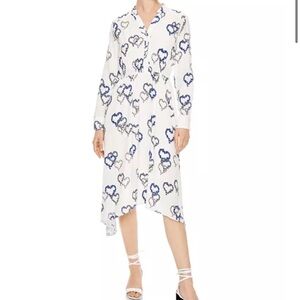 Sandro White and Blue Heart Print Women's Dress size XS